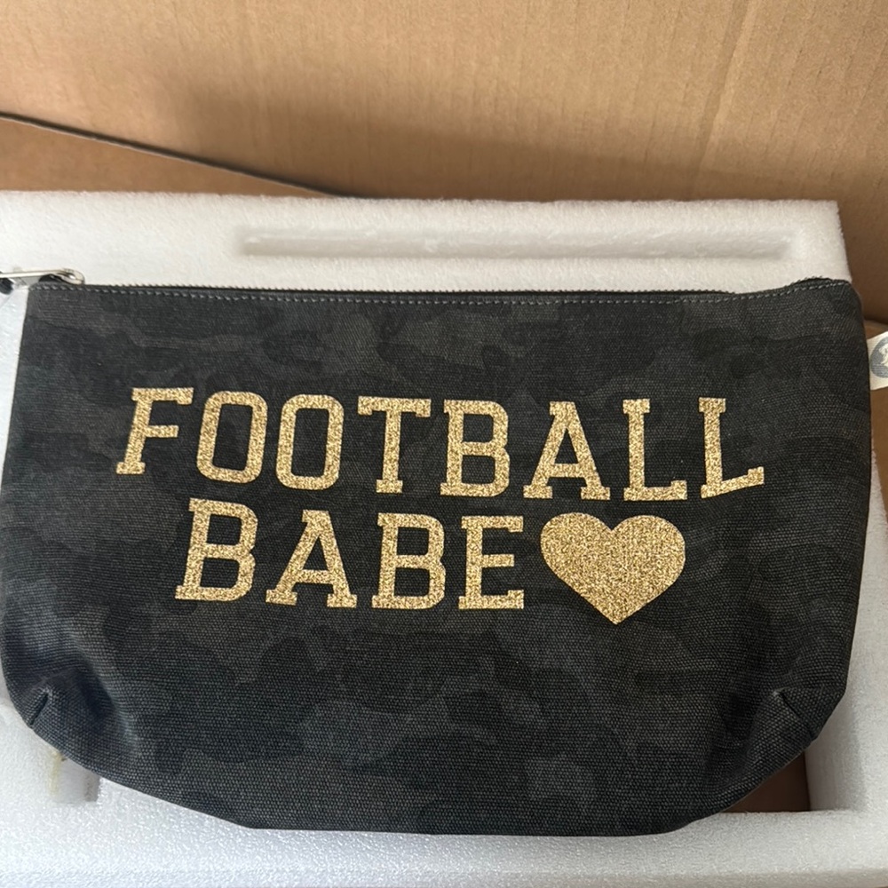 Chic Black Pouch with Gold 'Football Babe' Design